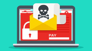 phishing attack skull laptop